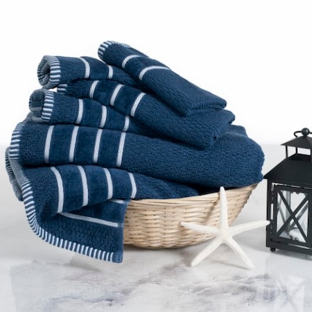 Hastings Home 6-piece 100-percent Cotton Towel Set with 2 Bath Towels, 2 Hand Towels and 2 Washcloths (Navy) 687553DWF